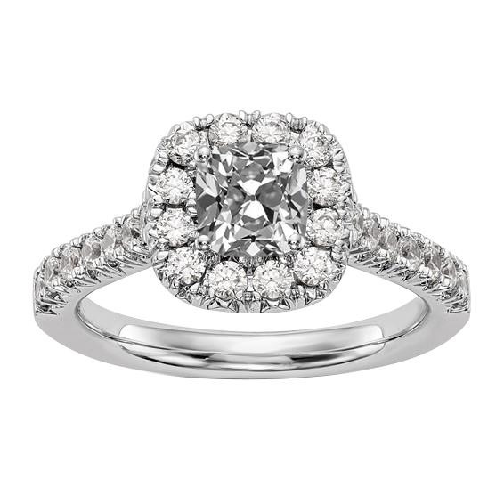 5 Karat Gold Halo Ehering Kissen Alter Bergmann Echt Diamant 14K Gold