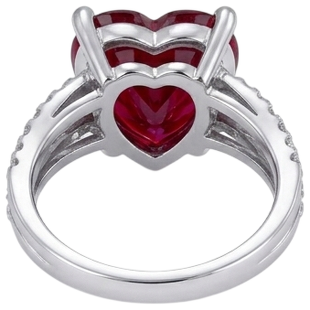 5 Karat Krappenset Roter Rubin im Herzschliff mit Aus der Erde Abgebauter Natürlicher Diamantring Weißgold 14K