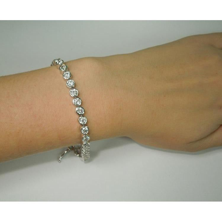 5 Karat Lünette Set Echt Aus der Erde Abgebauter Natürlicher Diamant Tennisarmband Weißgold