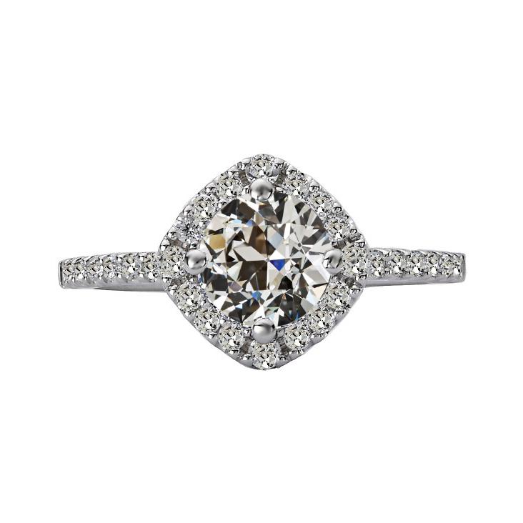 5 Karat runder alter Minenschliff Echt Diamant Halo Verlobungsring