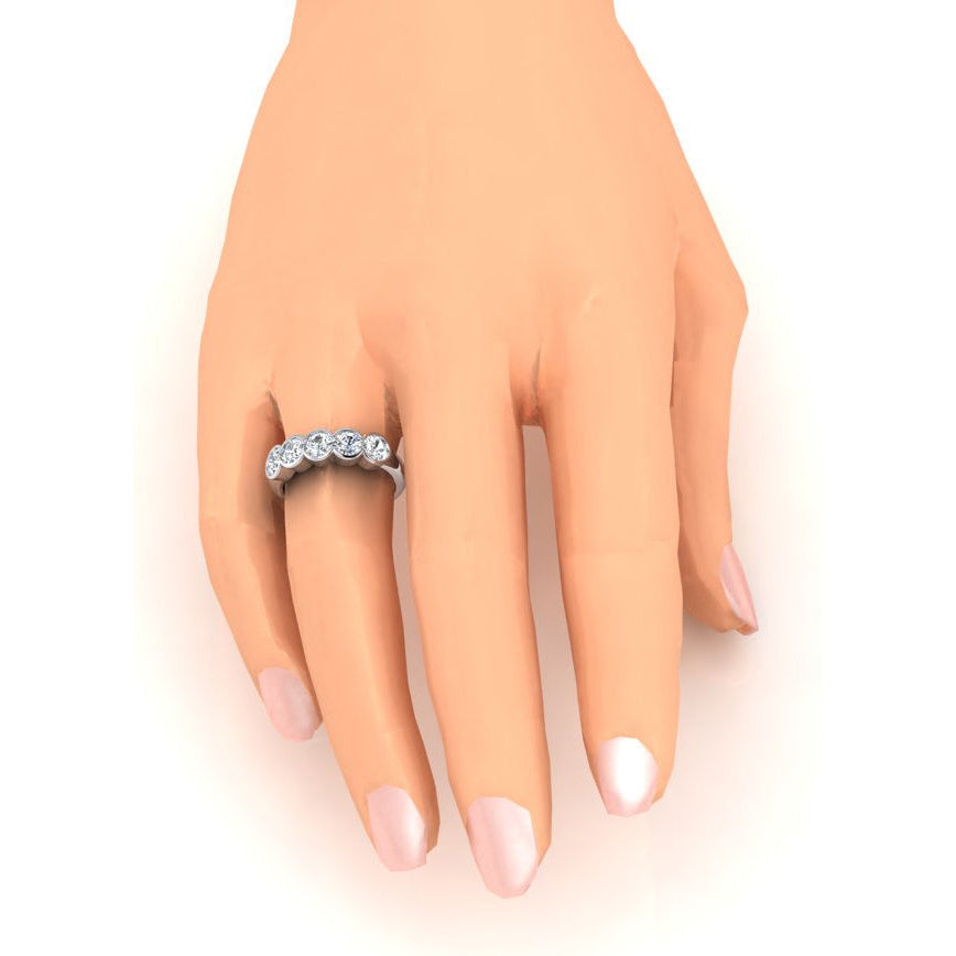 5-Stein-Echt Diamant-Jubiläumsband Halblünettenfassung 1,50 Karat