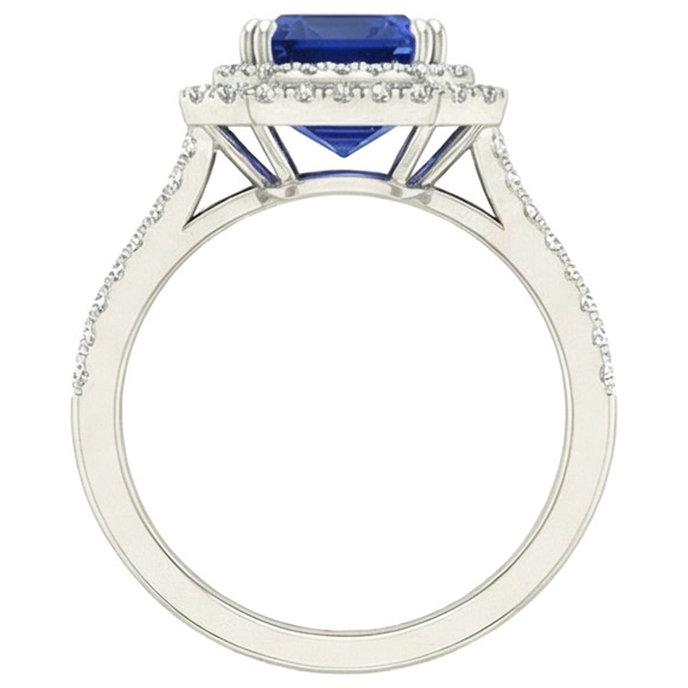 5 ct. Blauer Saphir mit Aus der Erde Abgebauter Natürlicher Diamantring Solitär mit Akzenten Schmuck