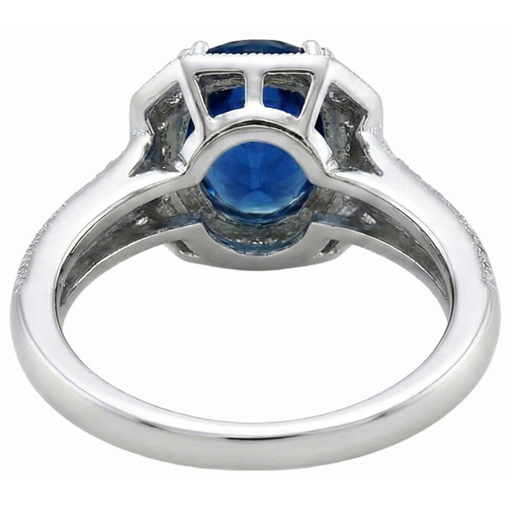 5 ct. Ceylon Saphir mit Aus der Erde Abgebauter Natürlicher Diamanten Verlobungsring Weißgold 14K