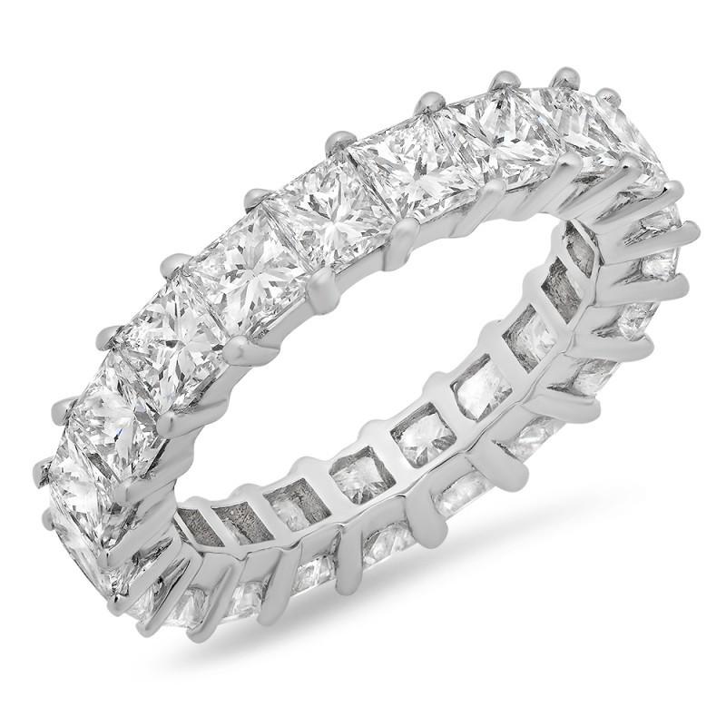 5,25 Karat Prinzessin Echt Diamanten Eternity Band Weißgold 14K