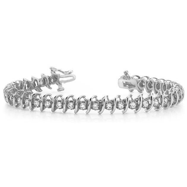 5,25 Karat Runde Echt Diamanten Swirl Link Tennis Armband Gold 14K