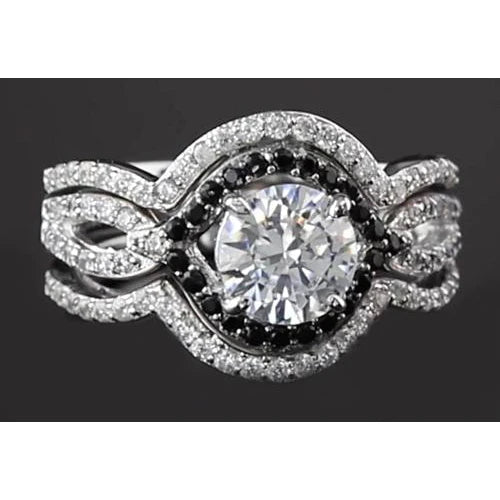 5,50 Karat runder Echt Diamant mit schwarzem Diamant-Jubiläumsring-Set