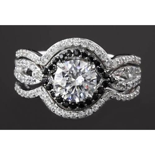5,50 Karat runder Echt Diamant mit schwarzem Diamant-Jubiläumsring-Set