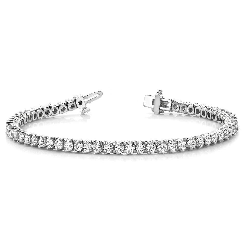 5,60 Karat runder Echt Aus der Erde Abgebauter Natürlicher Diamant-Damen-Tennis-Armband aus massivem Weißgold