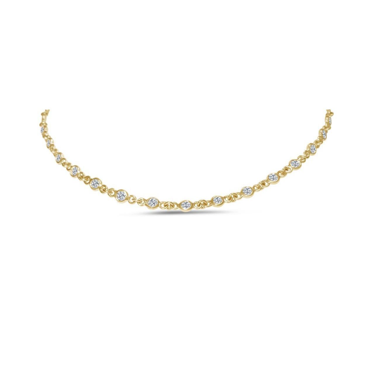 5.00 Karat Rundschliff Echt Diamanten Lünette Stil Halskette 14K Gold Gelb