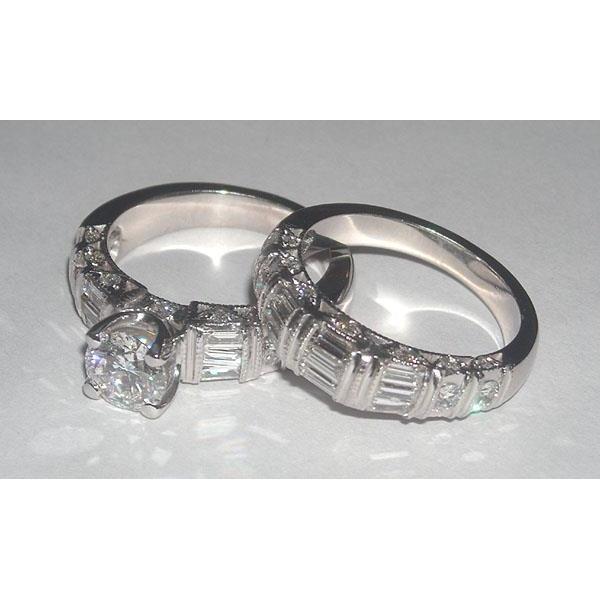 5.01 Karat Echt Diamant Brautschmuck Verlobungsset Ring und Band