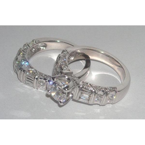 5.01 Karat Echt Diamant Brautschmuck Verlobungsset Ring und Band