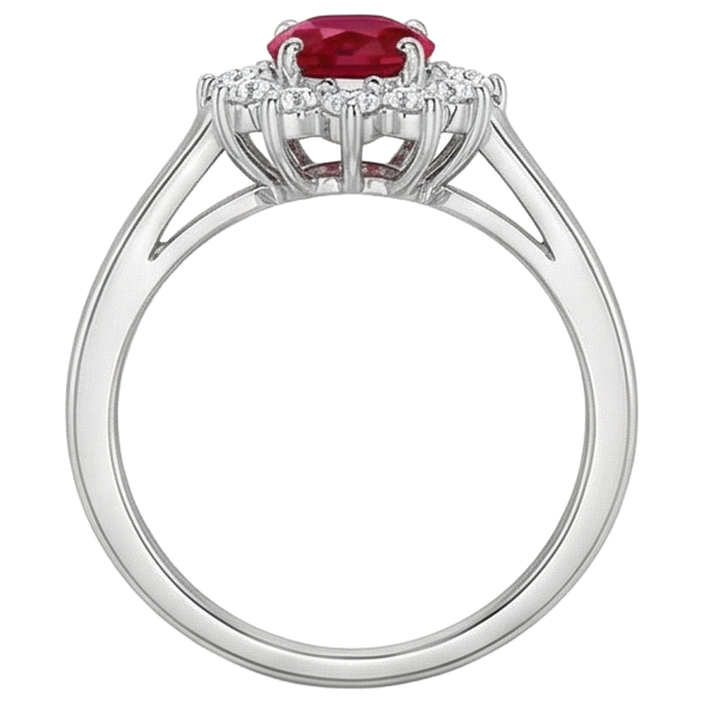 5,5 Karat Ovalschliff Rubin Aus der Erde Abgebauter Natürlicher Diamant Ring Weißgold Lady Schmuck