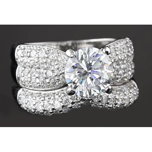 5.50 Karat Echt Diamant Band Jubiläums-Verlobungsring-Set Weißgold 14K
