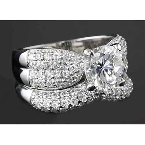 5.50 Karat Echt Diamant Band Jubiläums-Verlobungsring-Set Weißgold 14K