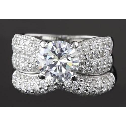5.50 Karat Echt Diamant Band Jubiläums-Verlobungsring-Set Weißgold 14K