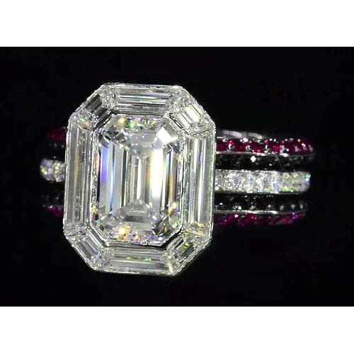 5.50 Karat einzigartiger Smaragd-Echt-Diamant-Jubiläumsring