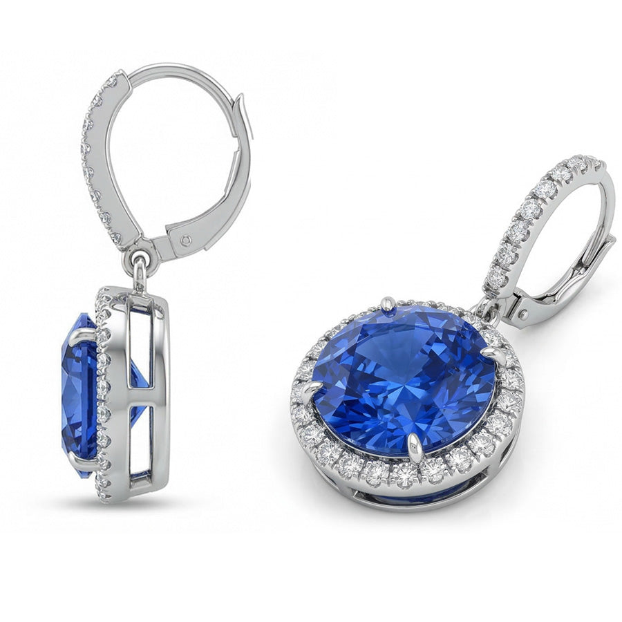 6.50 Karat Smaragd und Aus der Erde Abgebauter Natürlicher Diamant Ohrringe Weißgold 14K
