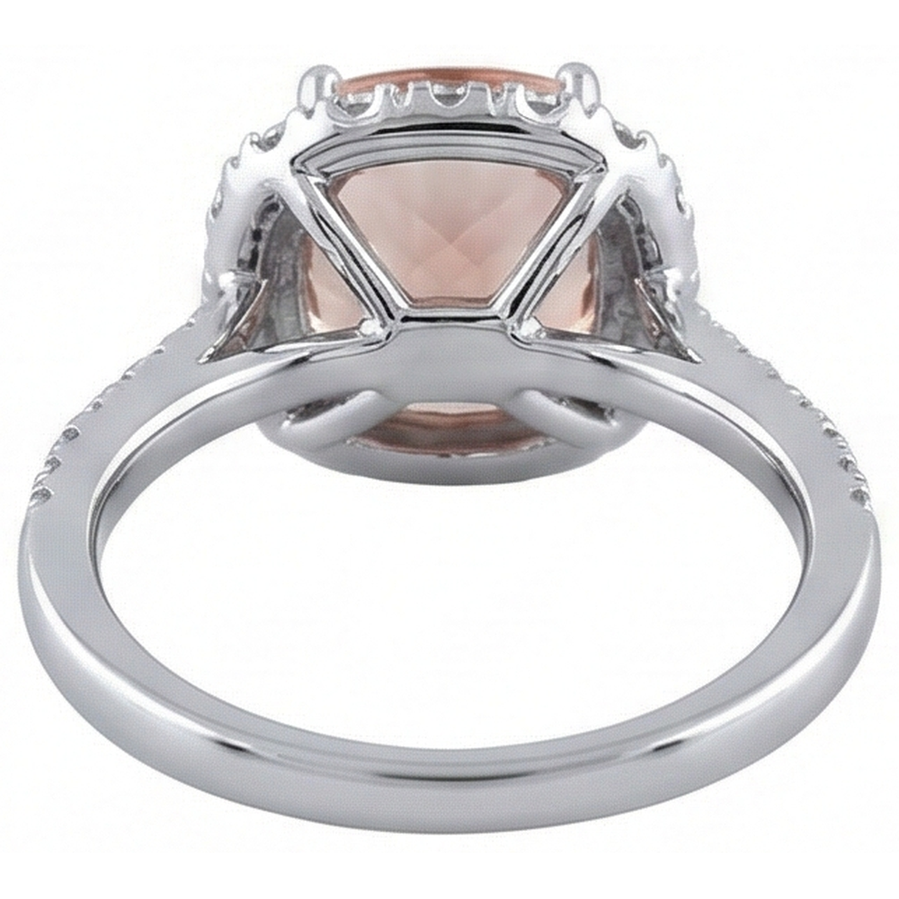 echter round morganit 6.50Karat ring mit Diamantbesatz