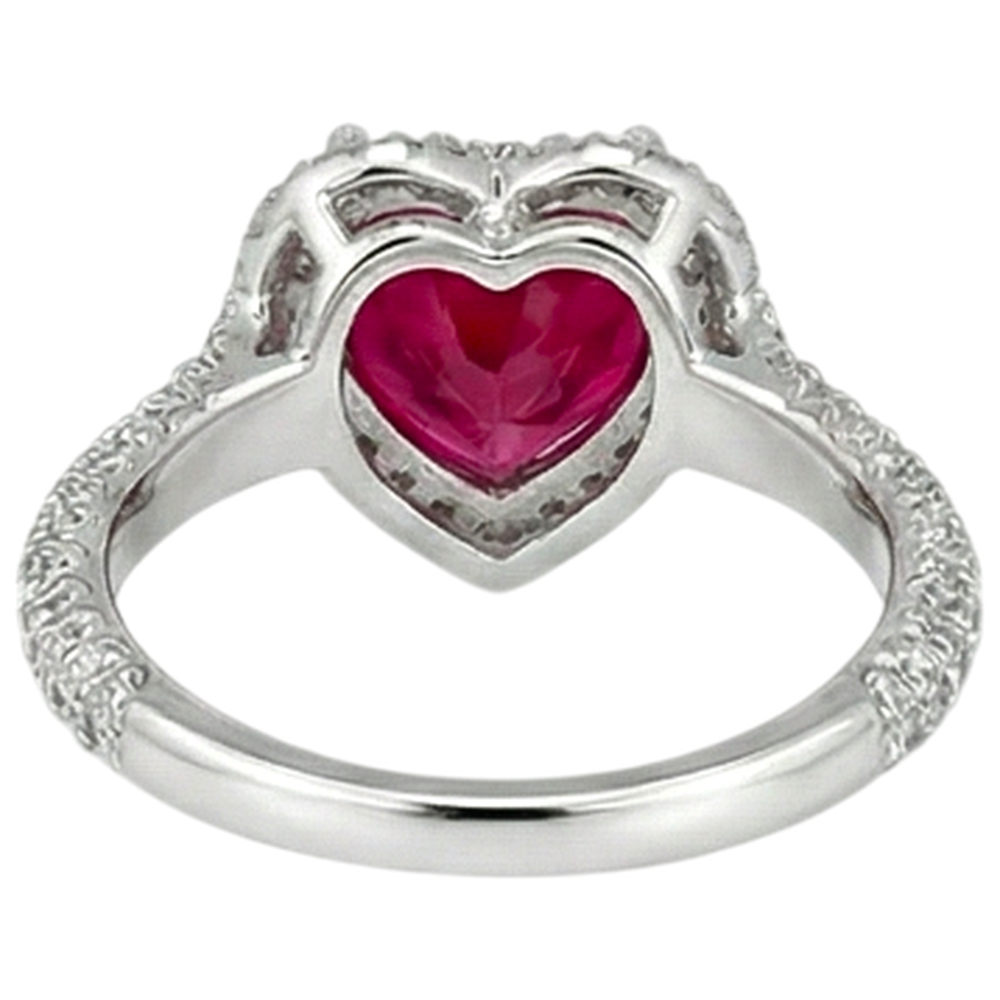 6.75 ct roter Rubin in Herzform mit Aus der Erde Abgebauter Natürlicher Diamantring Gold 14K