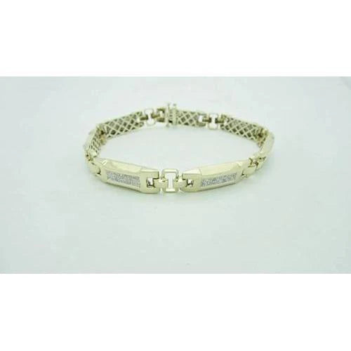 6 Karat Echt Diamanten im Rundschliff Herrenarmband Gelbgold 14K