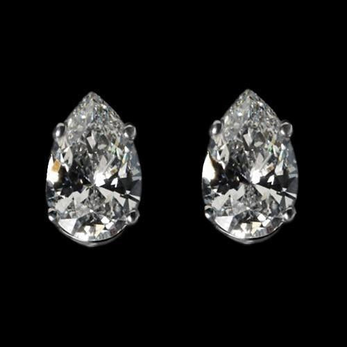 6 Karat G Si1 Weißgold Ohrstecker mit Birnenschliff Echt Aus der Erde Abgebauter Natürlicher Diamanten Neu