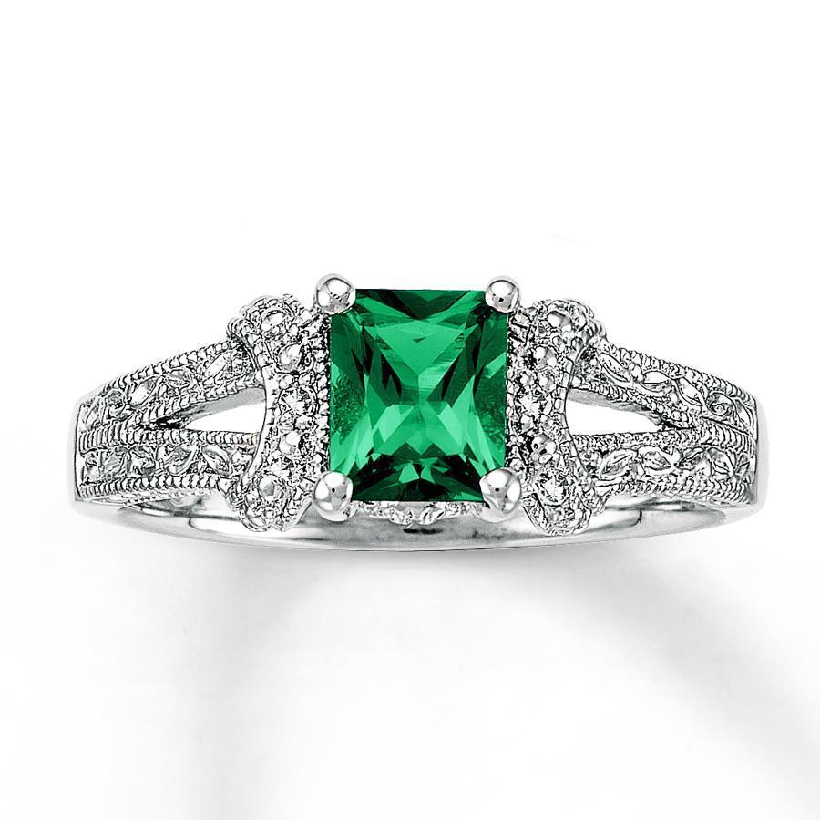 6 Karat Grün Smaragd-Diamant-Ring im Princess-Schliff Weißgold Feiner Schmuck