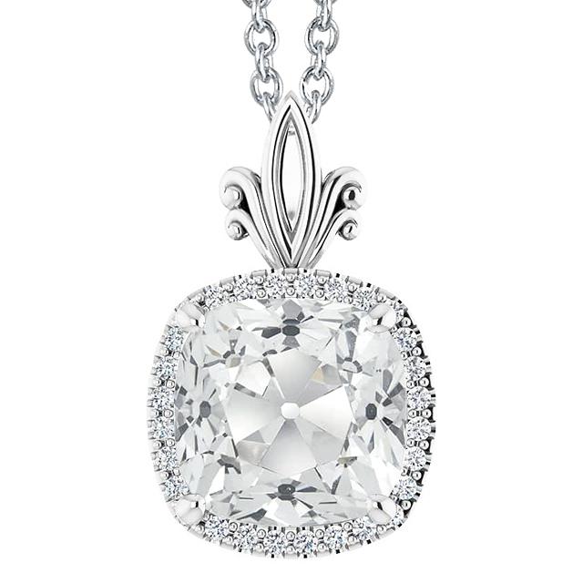 6 Karat Kissen-Halo-Echt Diamant-Anhänger