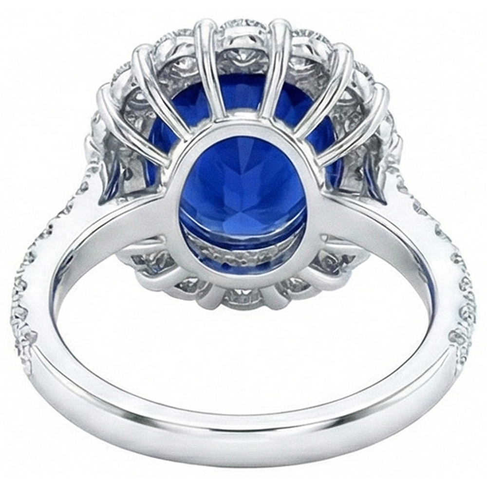 6 Karat Sri Lanka Saphir Aus der Erde Abgebauter Natürlicher Diamant Edelstein Ring Weißgold 14K