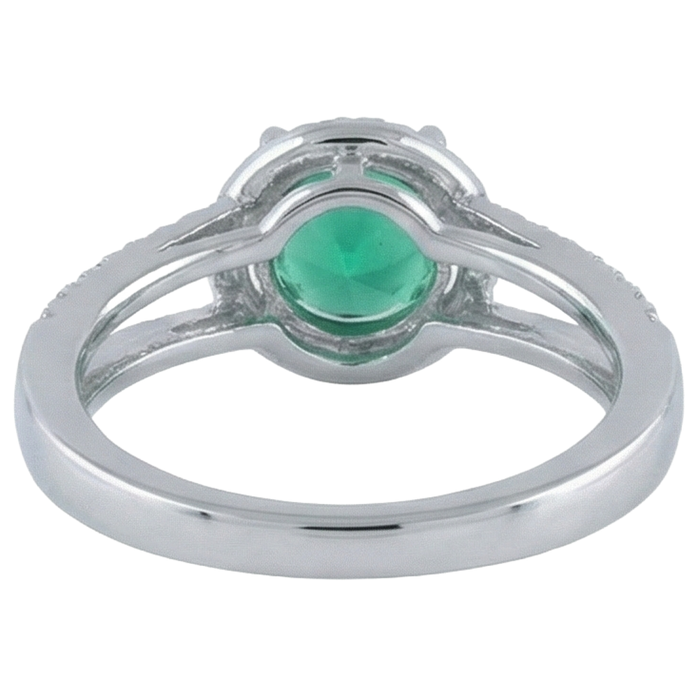 6 Karat runde Form grüner Smaragd mit Aus der Erde Abgebauter Natürlicher Diamantring Gold