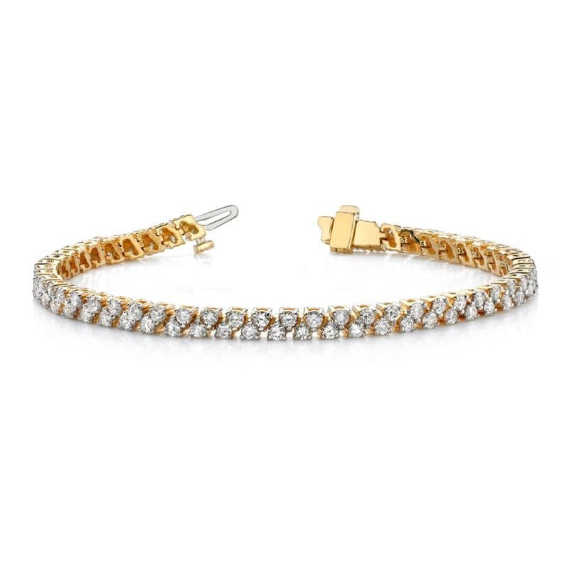 6 Karat rundes Brillant-Echt Aus der Erde Abgebauter Natürlicher Diamant-Tennisarmband Gelbgold 14K