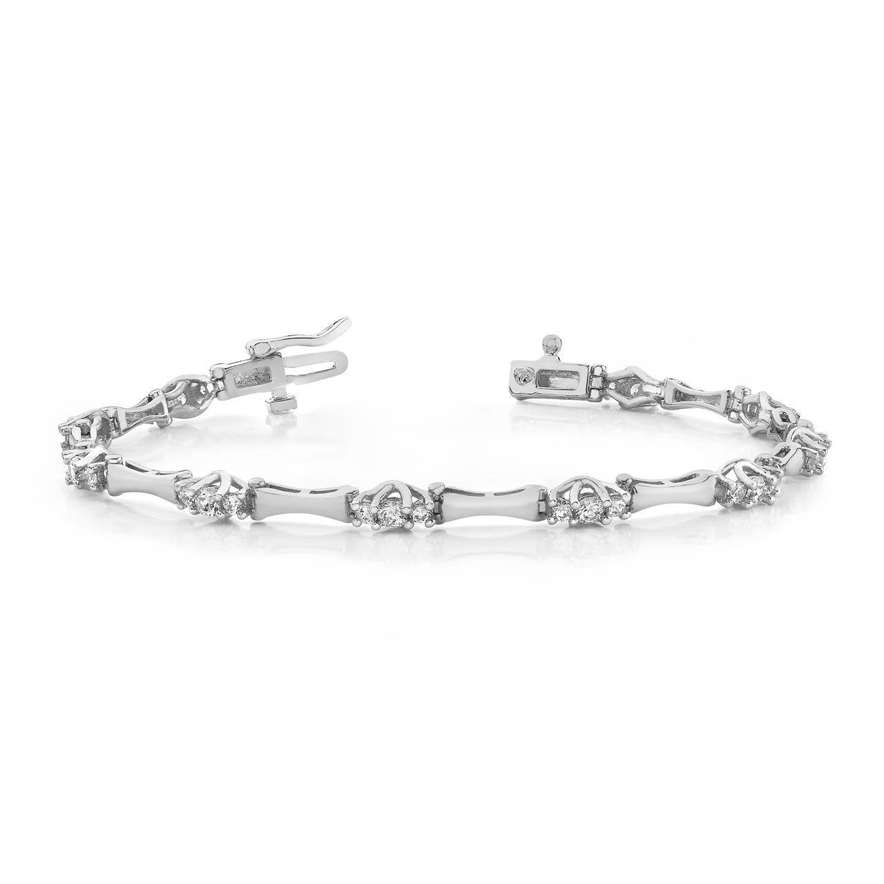 6 Kt. Rundes Brillantschliff-Echt Diamant-Tennisarmband aus massivem Weißgold 14K