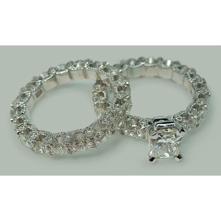 6,25 Karat Echt Diamant-Verlobungsring-Band-Set Weißgold 14K