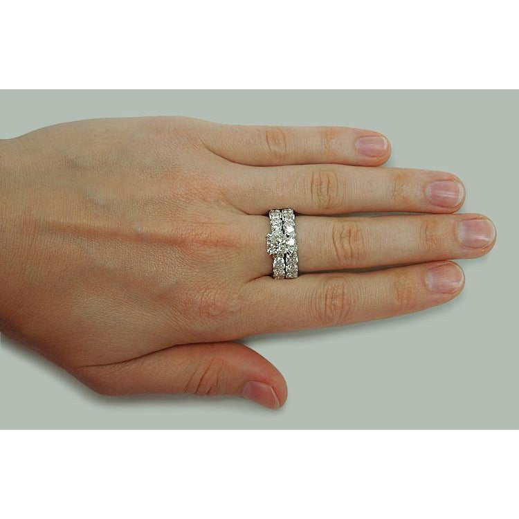 6,25 Karat Echt Diamant-Verlobungsring-Band-Set Weißgold 14K