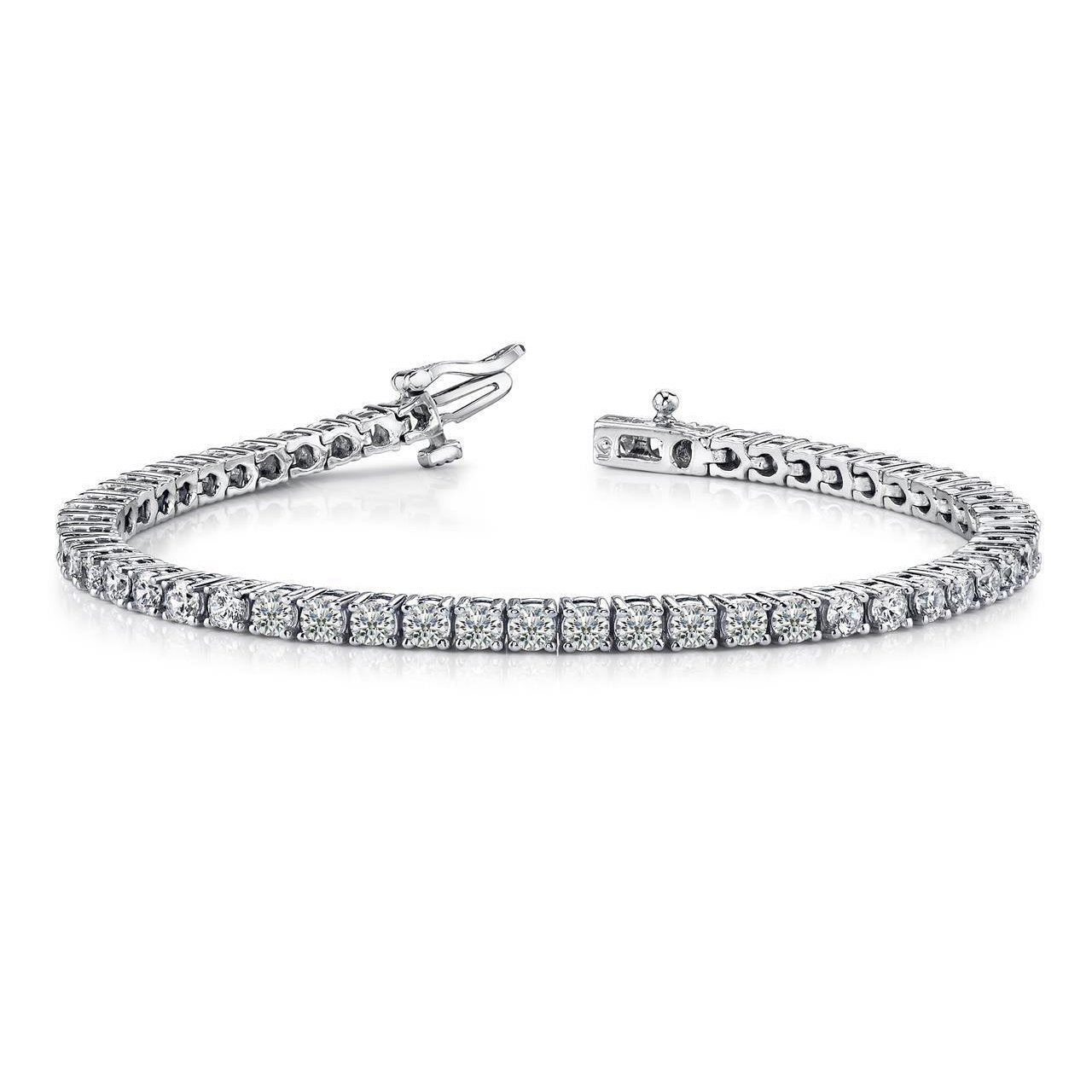6,60 Karat Echt Krappenset Aus der Erde Abgebauter Natürlicher Diamanten Damen Tennisarmband 14K Gold Weiß