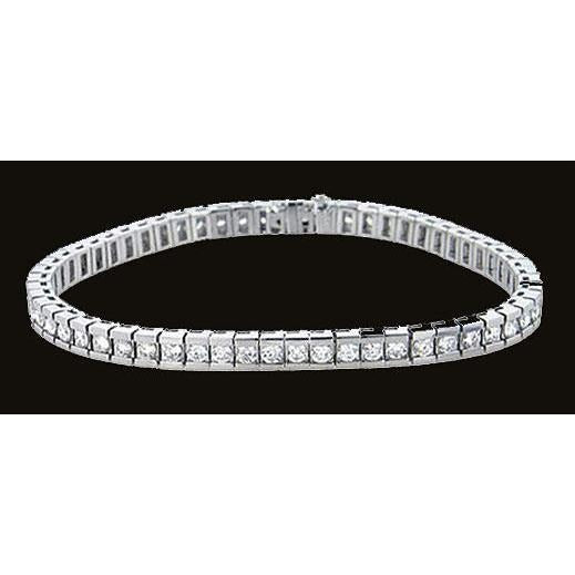 6.30 Karat Echt Aus der Erde Abgebauter Natürlicher Diamant-Kanal-Armband Weißgold-Armband