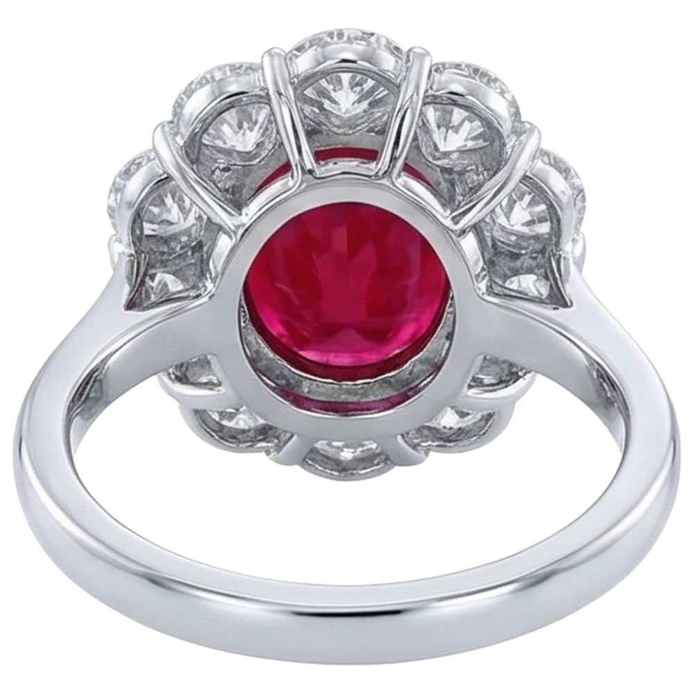 6,5 ct Rubin mit Aus der Erde Abgebauter Natürlicher Diamant Ehering Weißgold 14K Edelschmuck