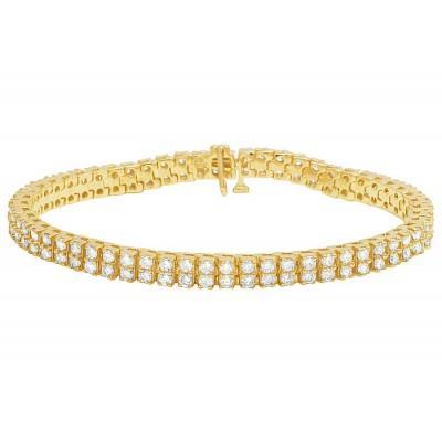 6.70 Karat Doppelreihiges Echt Diamanten Tennisarmband Gelbgold 14K