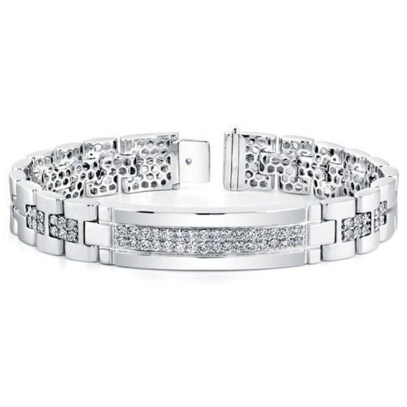 7 Karat Brillant Schliff Echt Kleine Diamanten Herren Armband 14K WG