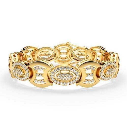 7 Karat Kleine Echt Diamanten im Rundschliff Herrenarmband Gold Gelb 14K