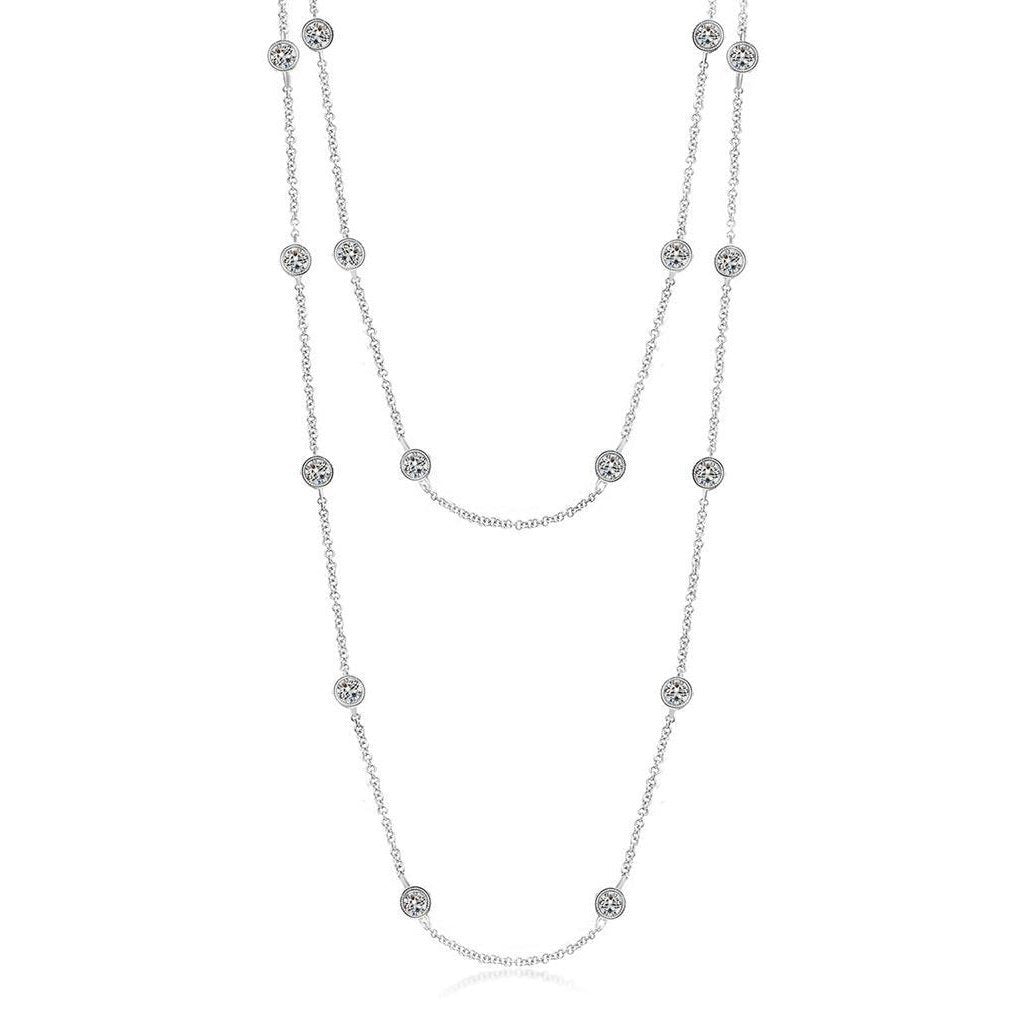 7 Kt Damen Yard Of Echt Diamants Halskette Lünette Milligrain Long