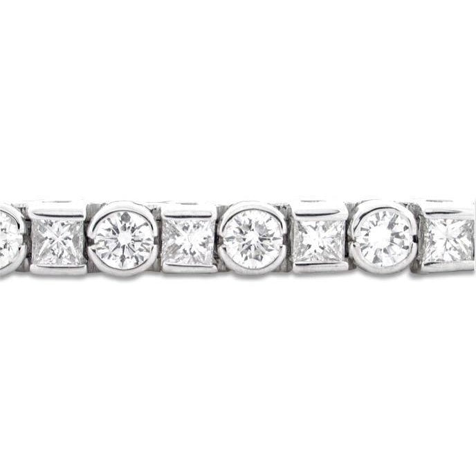 7,5 Karat Prinzessin und runder Echt Diamant Tennisarmband Weißgold Schmuck