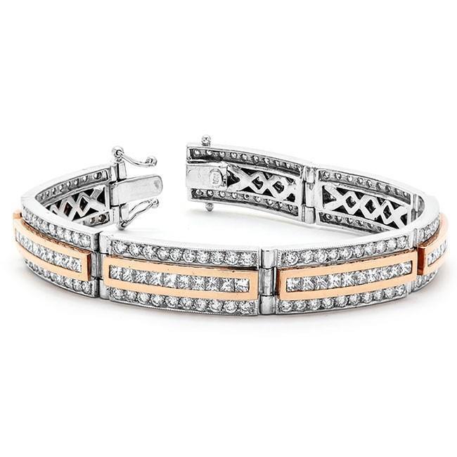 7,50 ct Funkelnde Prinzessin und Echt Diamanten im Rundschliff Herrenarmband