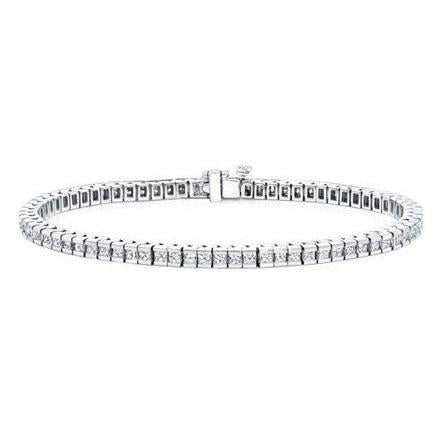 7.50 Karat Princess Echt Diamants Tennisarmband Weißgold