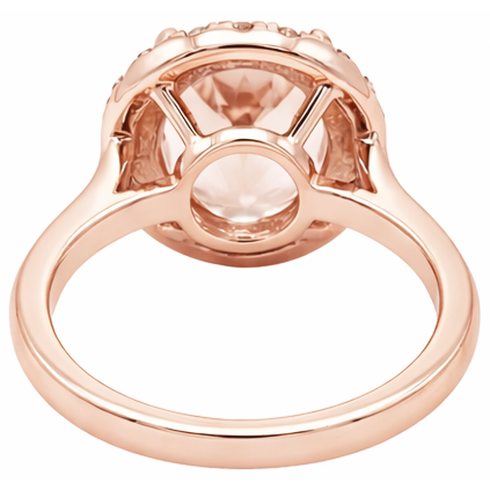 8.10 Kt Morganit Fancy Ring mit Aus der Erde Abgebauter Natürlicher Diamanten Roségold 14K
