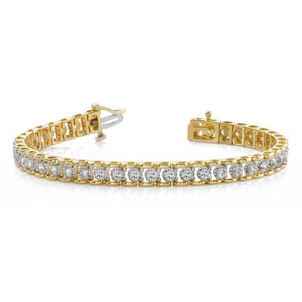 8 Karat Runde Natürliche Aus der Erde Abgebauter Natürlicher Diamanten Tennisarmband Gelbgold 14K