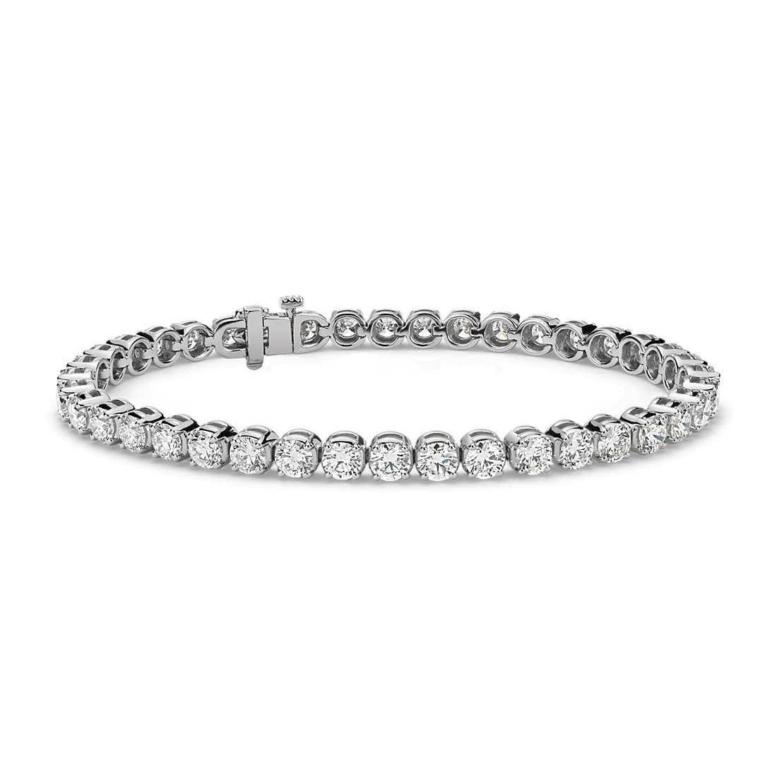 8 Karat Runder Echt Diamant Damen Weißgold Tennisarmband