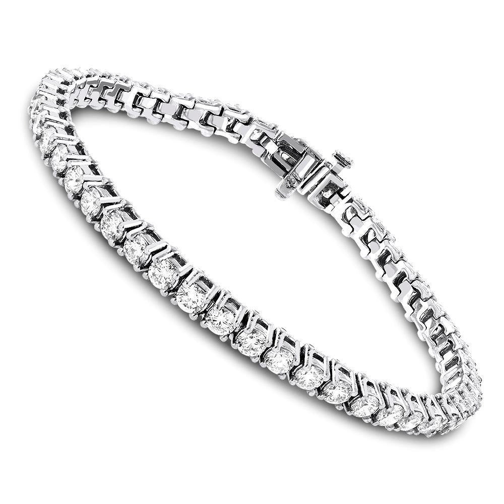 8 Karat runder Echt Aus der Erde Abgebauter Natürlicher Diamant Damenarmband Weißgold