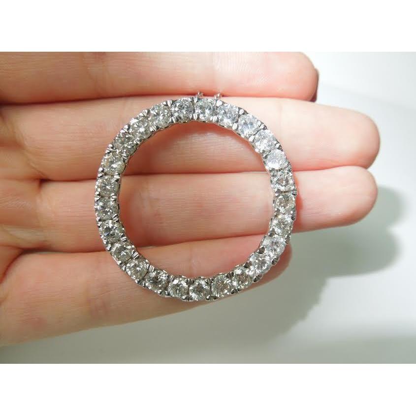 8,75 Karat Damen-Aus der Erde Abgebauter Natürlicher Diamant-Anhänger „Circle Of Life“ aus echtem Weißgold
