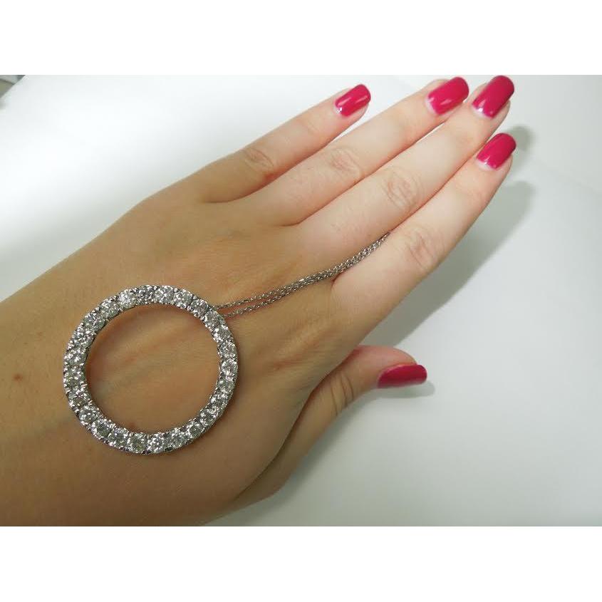8,75 Karat Damen-Aus der Erde Abgebauter Natürlicher Diamant-Anhänger „Circle Of Life“ aus echtem Weißgold