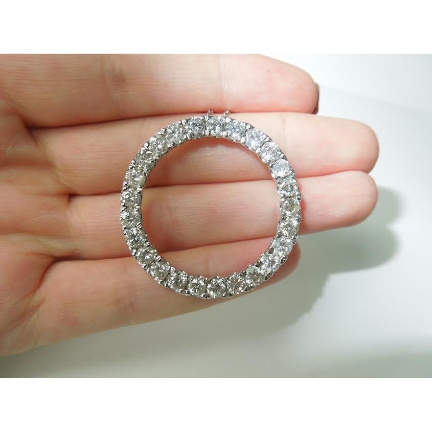 8,75 Karat Damen-Aus der Erde Abgebauter Natürlicher Diamant-Anhänger „Circle Of Life“ aus echtem Weißgold